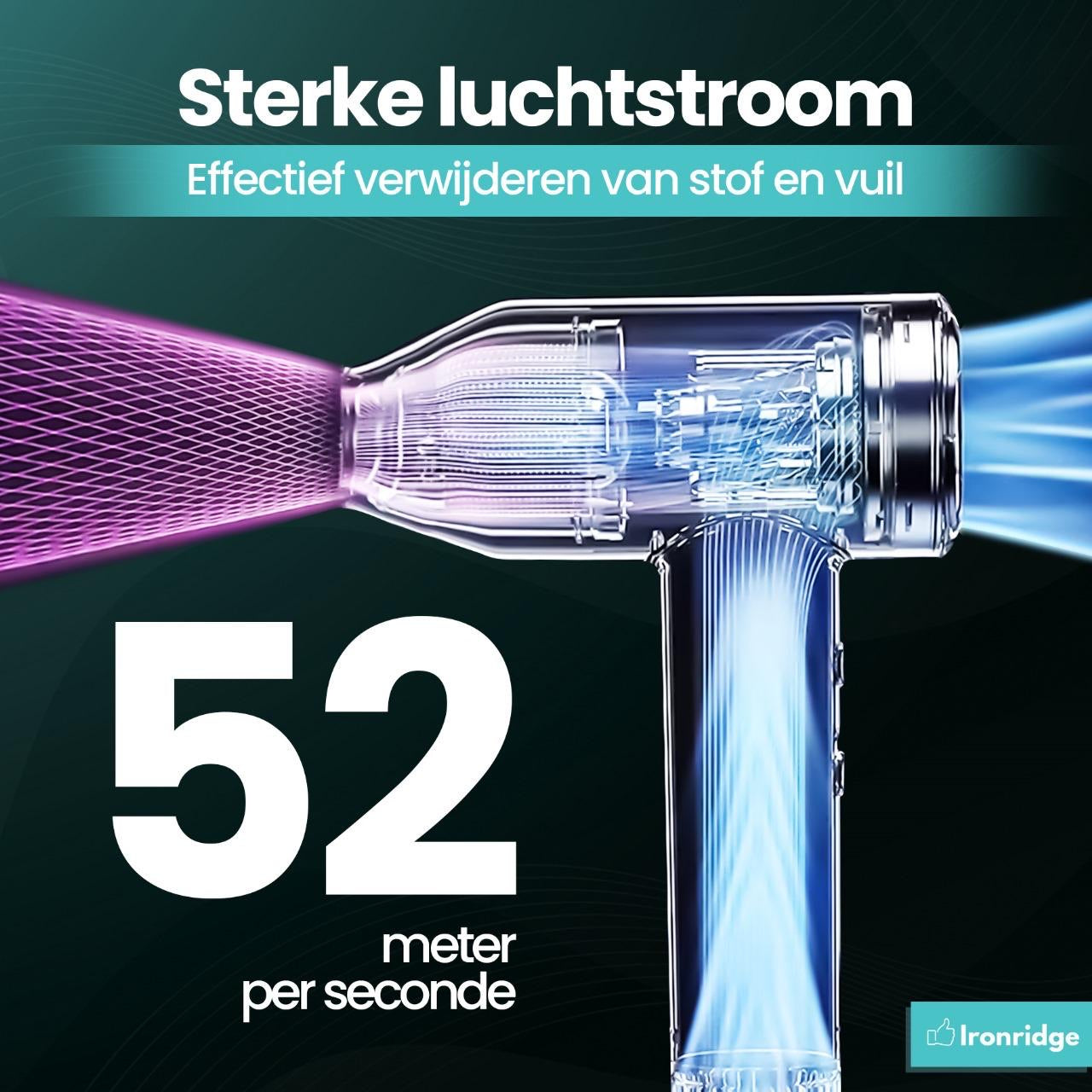 Ironridge® Turbofan Deluxe – Krachtige Luchtstroom – Oplaadbaar – Met Meerdere Snelheden – Compact & Draagbaar – Voor Verkoeling Thuis, Op Kantoor & Onderweg – Stil & Gebruiksvriendelijk Design