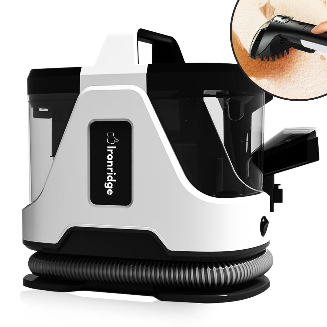 Ironridge® Tapijt- en Bekledingreiniger Premium – Krachtige Reiniging – Met Meerdere Opzetstukken – Voor Vlekken & Diepe Reiniging – Geschikt voor Banken, Tapijten & Autostoelen – Voor een Fris & Schoon Resultaat – Compact & Gebruiksvriendelijk Design