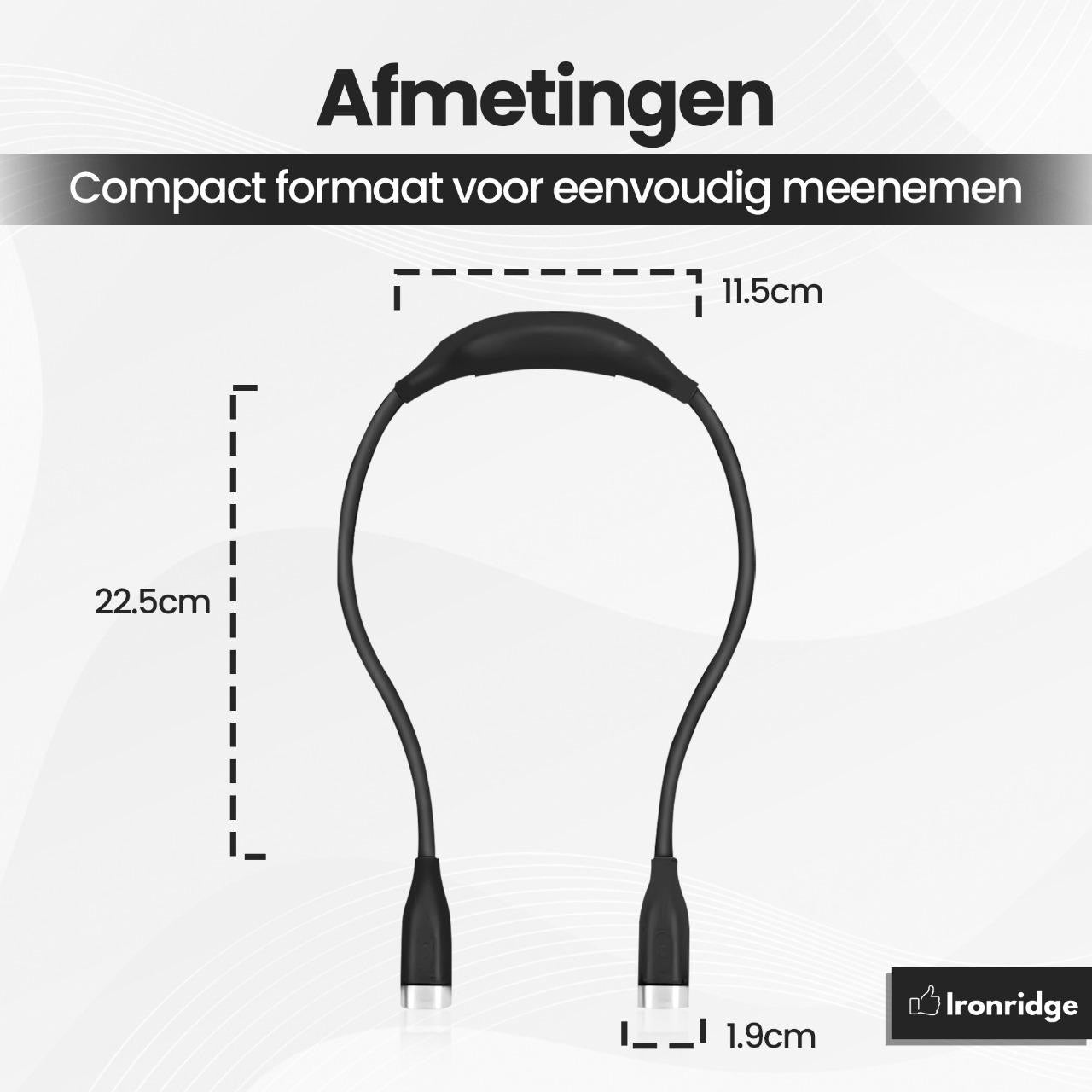 Ironridge® Neklamp Premium – Oplaadbaar – Met 3 Lichtstanden – Flexibele Armen – Handsfree Verlichting – Voor Lezen, Handwerken & Kamperen – Comfortabel & Gebruiksvriendelijk Design