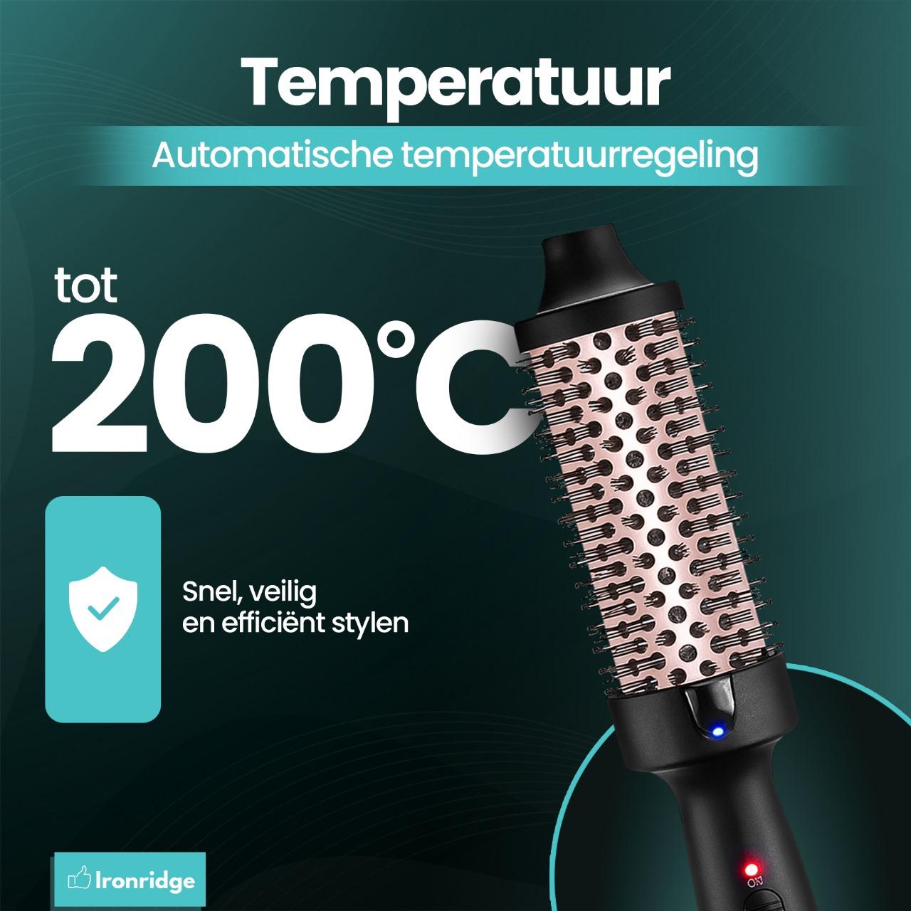 Ironridge® Thermal Brush Deluxe – Verwarmend – Met Meerdere Warmtestanden – Voor Styling & Volume – Geschikt voor Verschillende Haartypes – Voor Glad, Vol & Glanzend Haar – Gebruiksvriendelijk & Comfortabel Design**