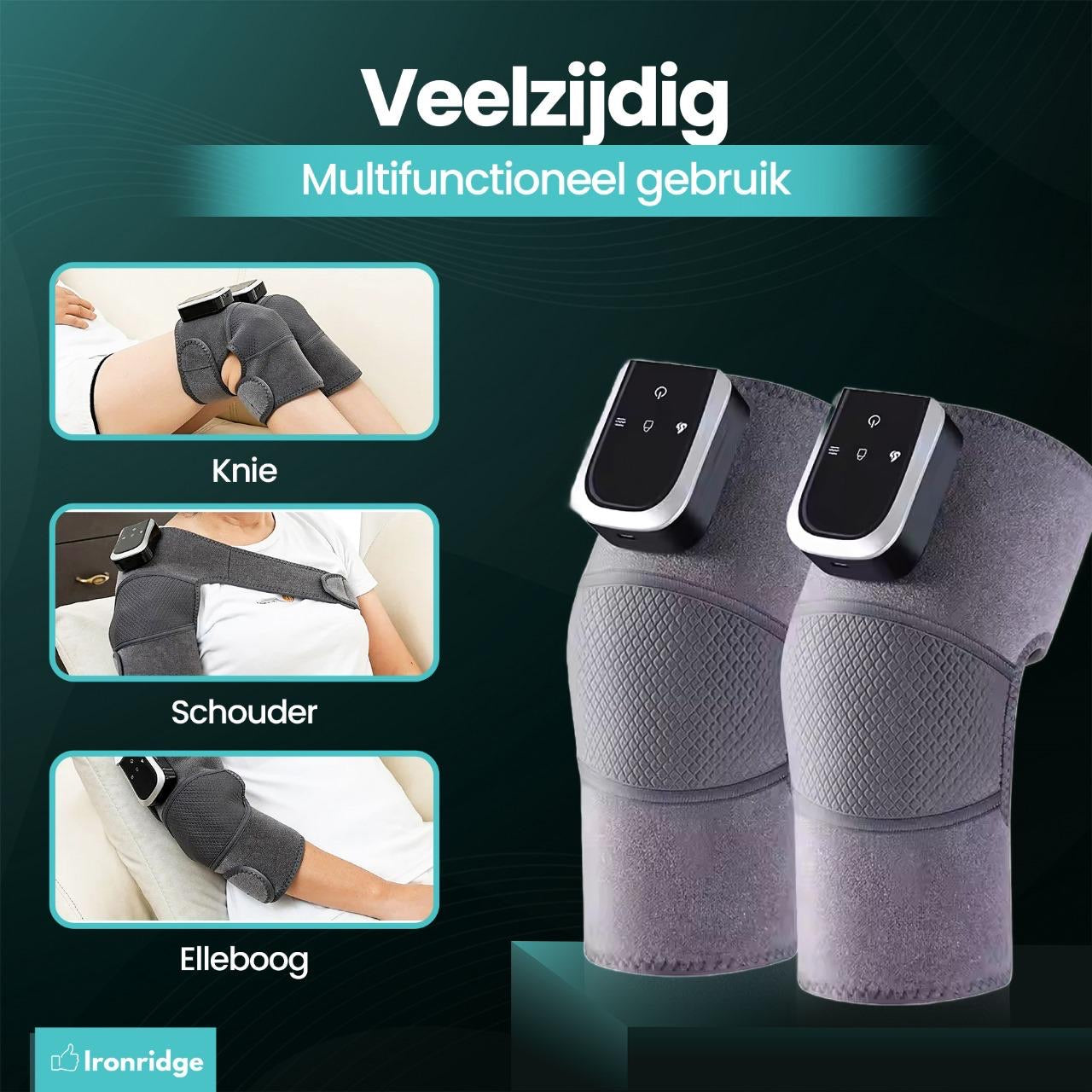 Ironridge® Kniemassage Apparaat Deluxe – Verwarmend – Met Meerdere Massagestanden – Verstelbaar Design – Voor Ontspanning & Comfort van de Knieën – Ideaal voor Thuis & Dagelijks Gebruik – Gebruiksvriendelijk & Comfortabel Ontwerp