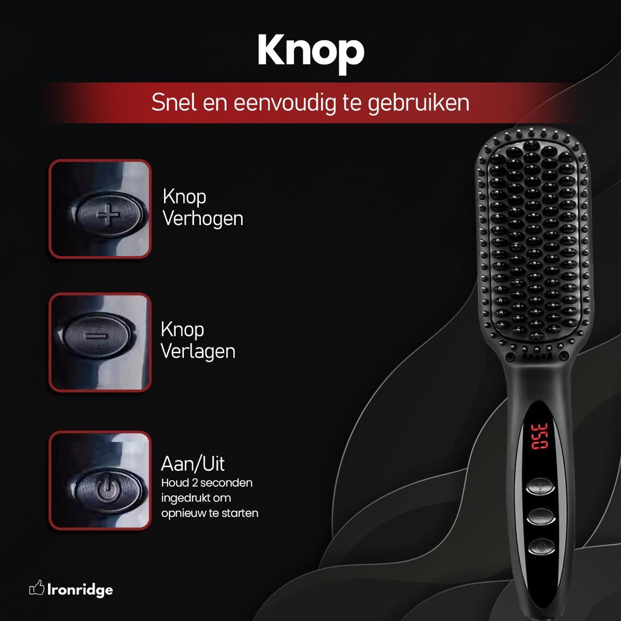 Ironridge® Professionele Haarborstel Premium – Ergonomisch – Antiklit – Voor Nat & Droog Haar – Geschikt voor Alle Haartypes – Voor Glad, Glanzend & Verzorgd Haar – Comfortabel & Duurzaam Design