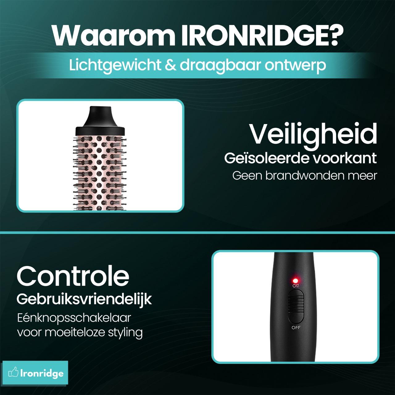 Ironridge® Thermal Brush Deluxe – Verwarmend – Met Meerdere Warmtestanden – Voor Styling & Volume – Geschikt voor Verschillende Haartypes – Voor Glad, Vol & Glanzend Haar – Gebruiksvriendelijk & Comfortabel Design**
