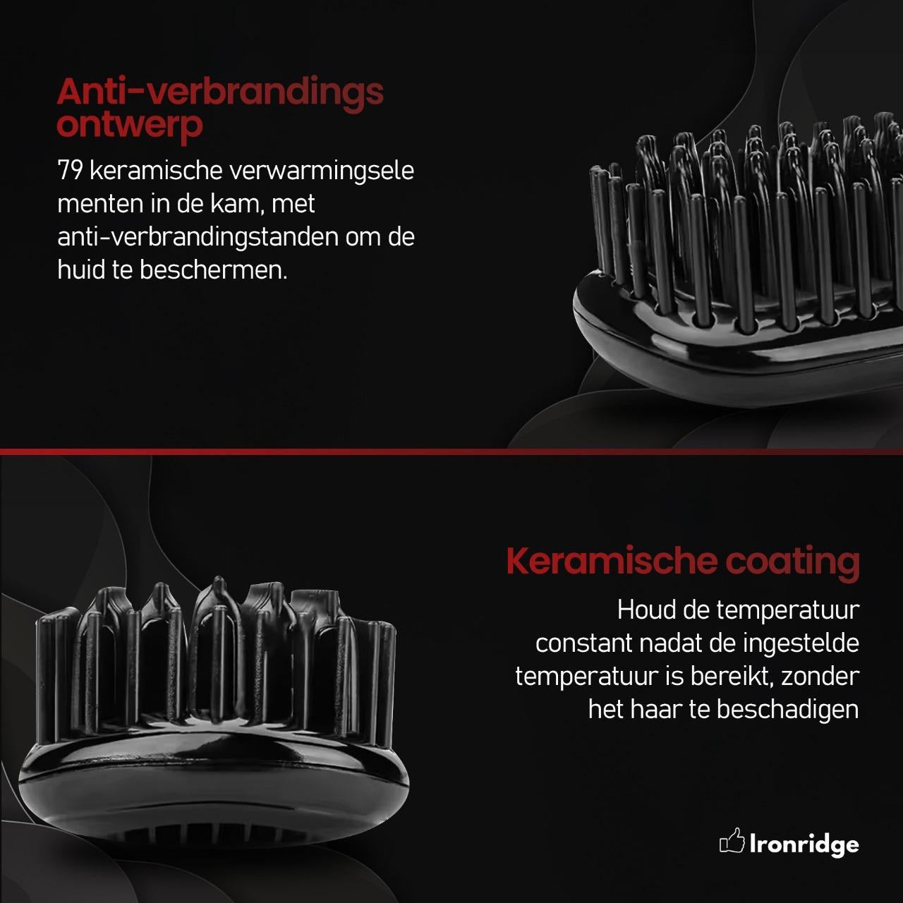 Ironridge® Professionele Haarborstel Premium – Ergonomisch – Antiklit – Voor Nat & Droog Haar – Geschikt voor Alle Haartypes – Voor Glad, Glanzend & Verzorgd Haar – Comfortabel & Duurzaam Design