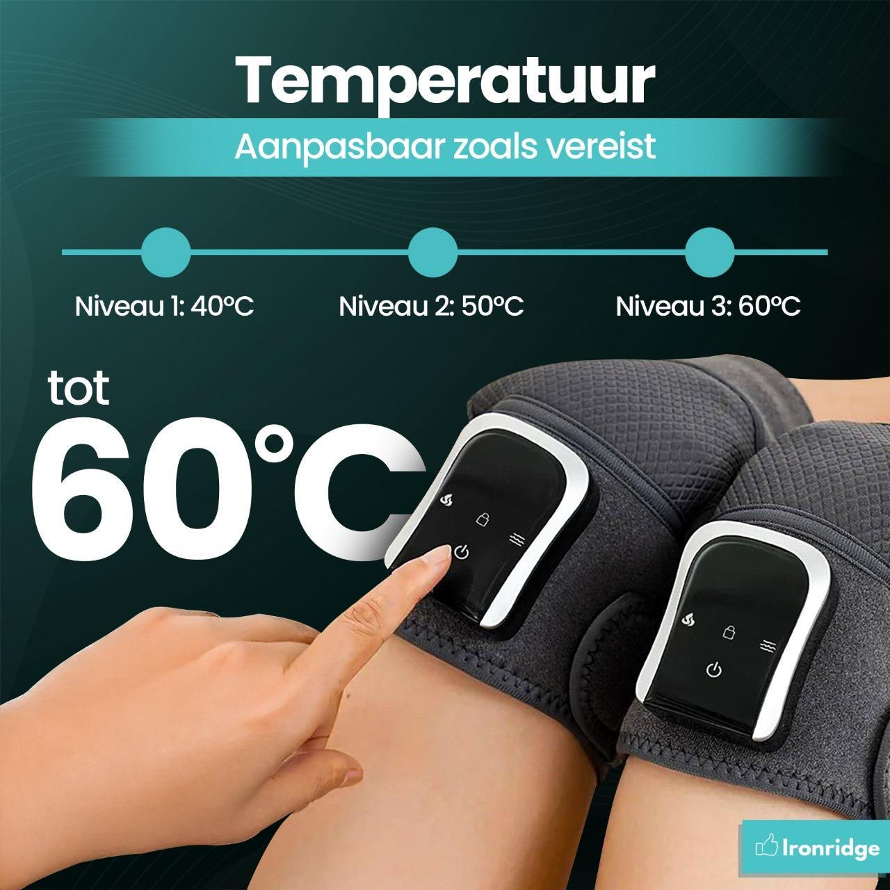 Ironridge® Kniemassage Apparaat Deluxe – Verwarmend – Met Meerdere Massagestanden – Verstelbaar Design – Voor Ontspanning & Comfort van de Knieën – Ideaal voor Thuis & Dagelijks Gebruik – Gebruiksvriendelijk & Comfortabel Ontwerp