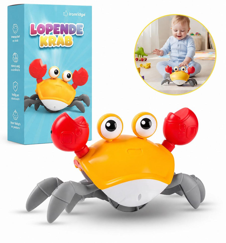 Ironridge® Lopende Krab – Interactief Babyspeelgoed – Bewegend Speelgoed – Stimuleert Kruipen & Motoriek – Educatief – BPA-vrij – Voor Baby’s & Peuters