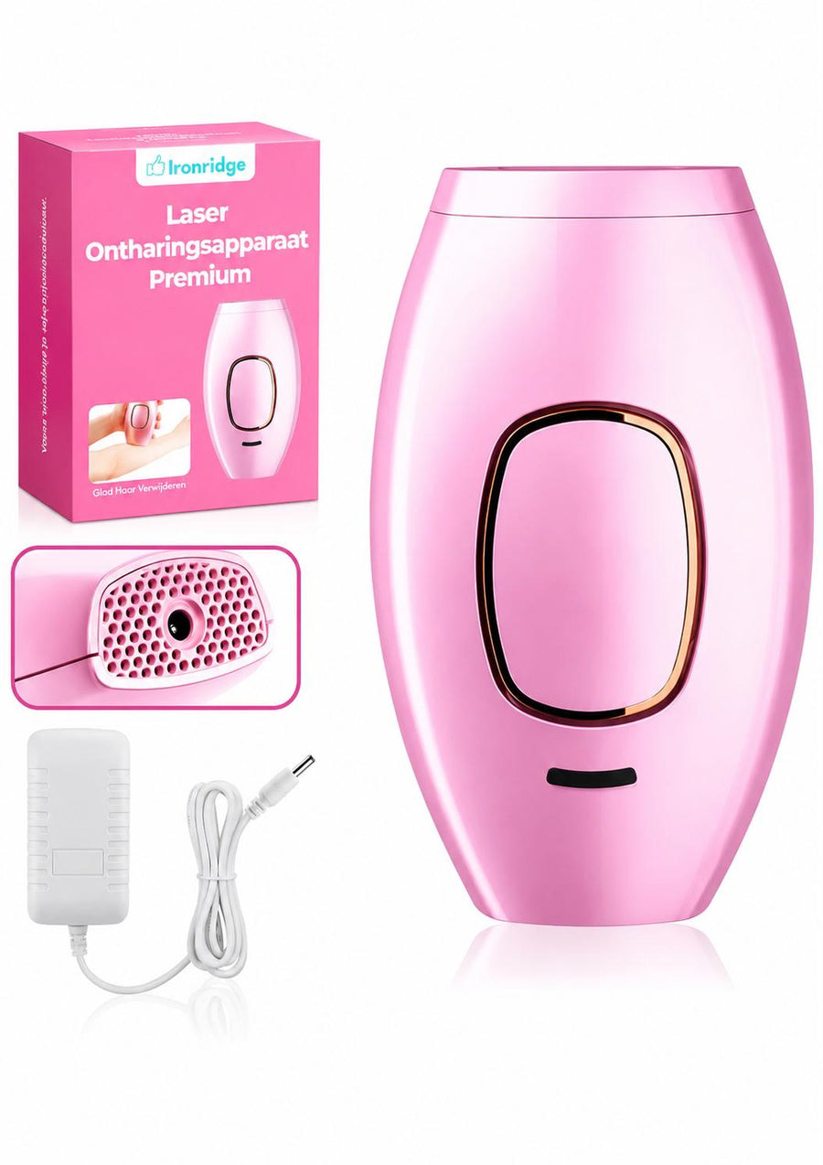 Ironridge® Laser Ontharingsapparaat Deluxe – Pijnarm – Met IPL-Technologie – 5 Intensiteitsniveaus – Voor Gezicht & Lichaam – Voor Langdurig Gladde Huid – Duurzaam Verzorgingsapparaat