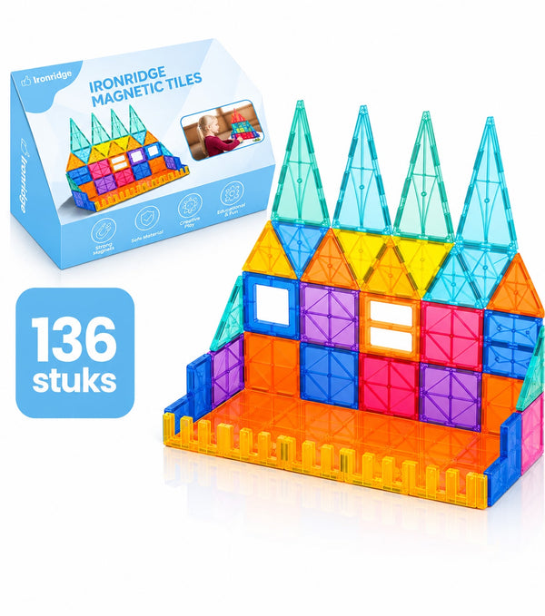 Ironridge® Magnetische Bouwtegels – 100 Stuks – Educatief Speelgoed – Creatief Constructiespeelgoed – Magnetisch – STEM Speelgoed – Voor Kinderen – Transparant & Kleurrijk